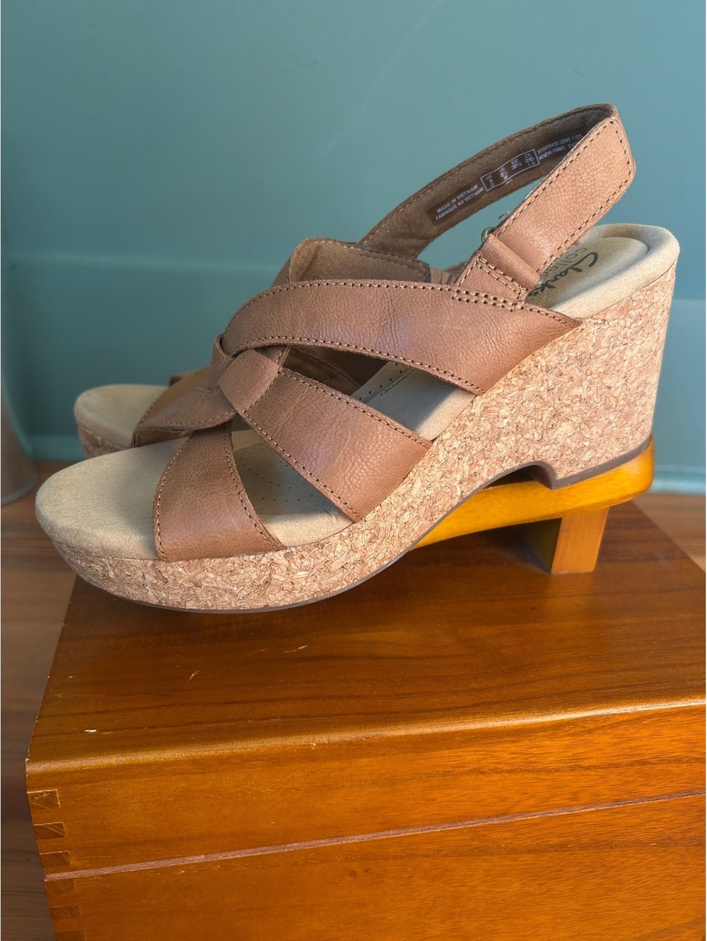 Clark’s Giselle Beach Leather Slingback Wedges Women’s Size 8.5 - Picture 2 of 9